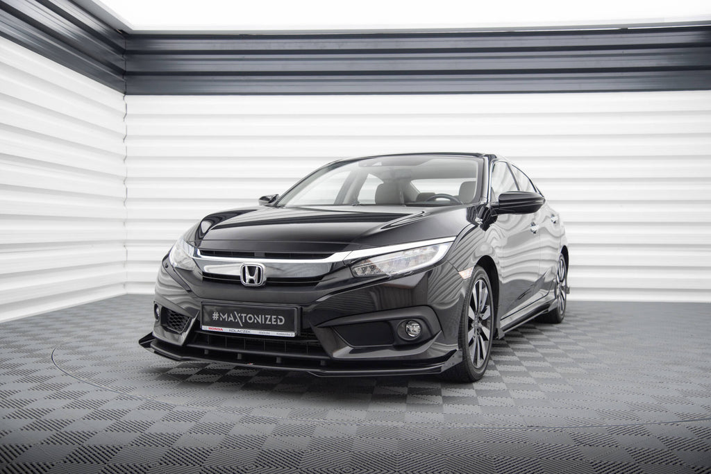 Maxton Design Front Stoßstange Flaps passend für Honda Civic Limousine Mk10 schwarz Hochglanz