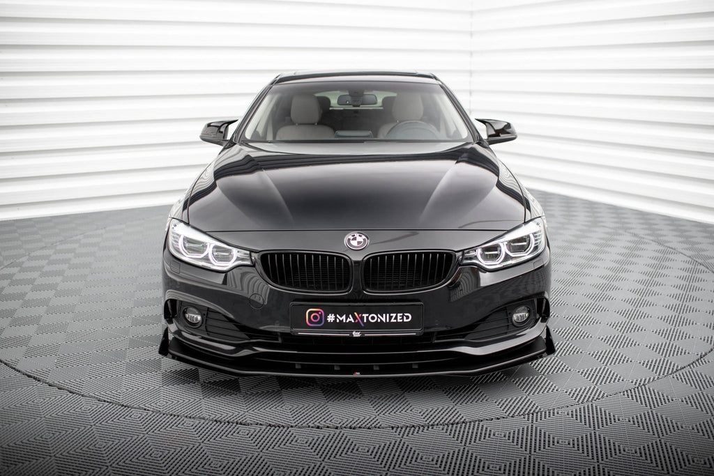 Maxton Design Street Pro Street+ Spoilerlippe Front Ansatz + Flaps passend für BMW 4er Gran Coupe F36 schwarz Hochglanz