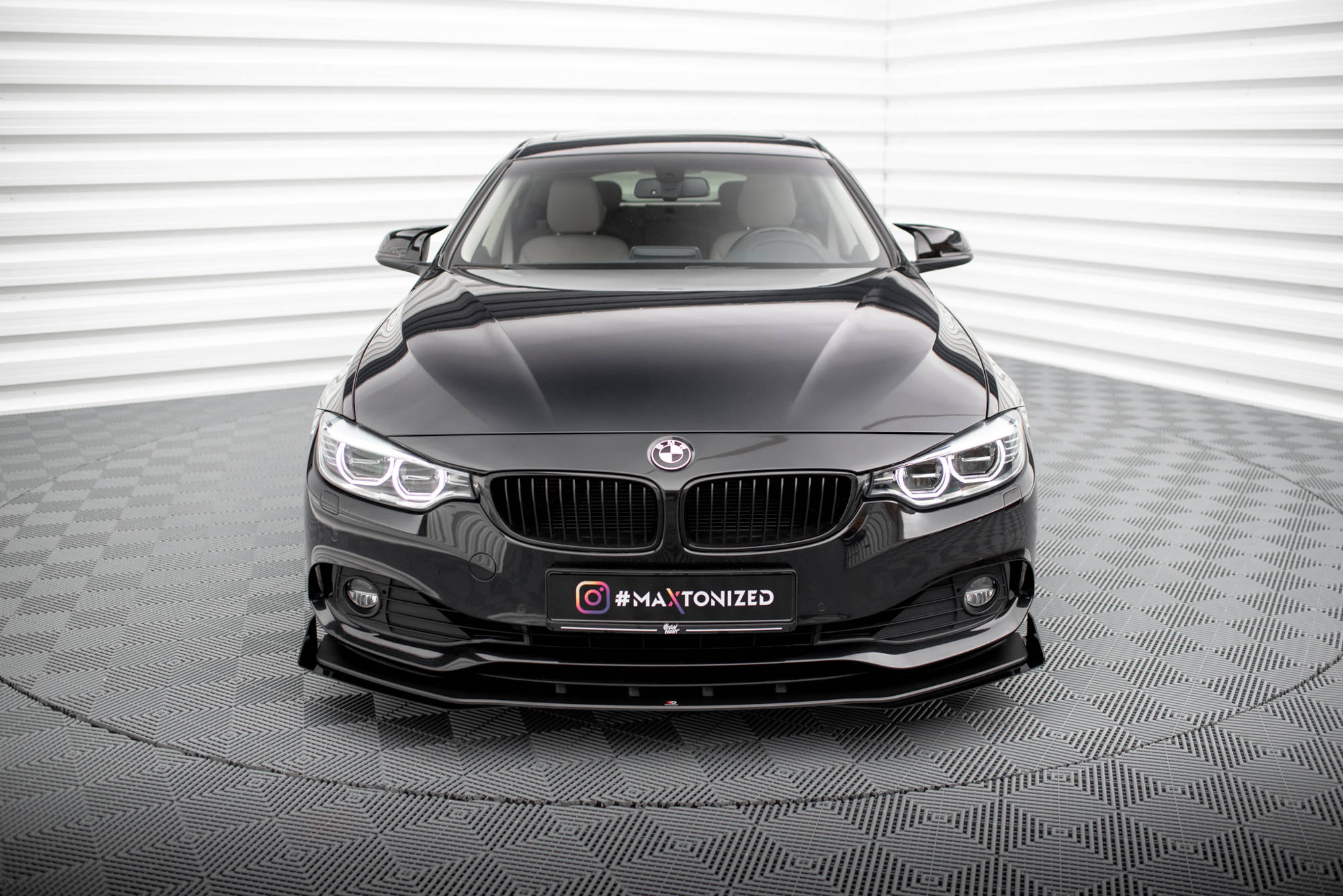 Maxton Design Street Pro Street+ Spoilerlippe Front Ansatz + Flaps passend für BMW 4er Gran Coupe F36 schwarz Hochglanz