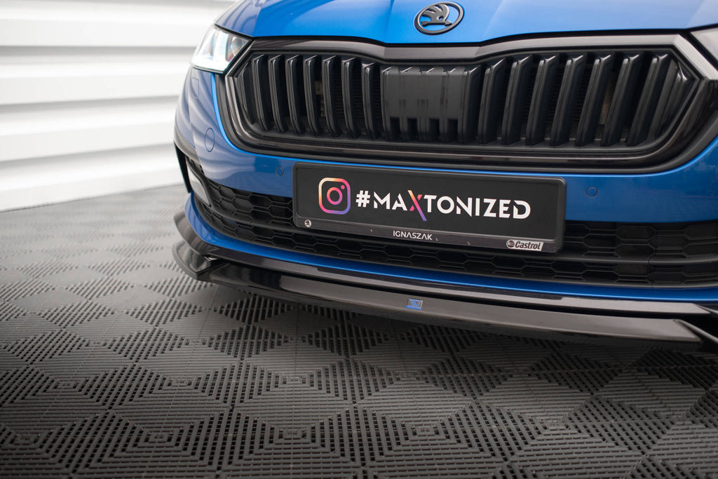 Maxton Design Street+ Spoilerlippe Front Ansatz V.2 passend für Skoda Octavia Sportline Mk4 schwarz Hochglanz
