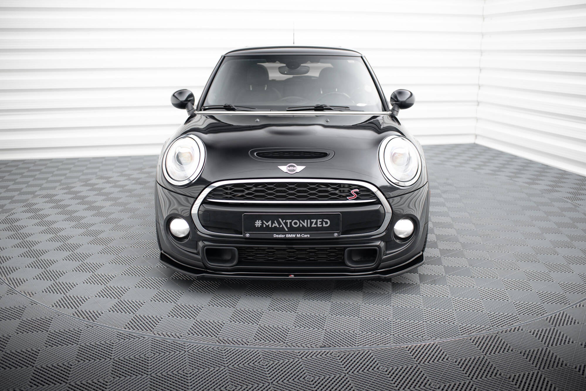 Maxton Design Street+ Spoilerlippe Front Ansatz passend für Mini Cooper S F56 / F56 Facelift schwarz Hochglanz