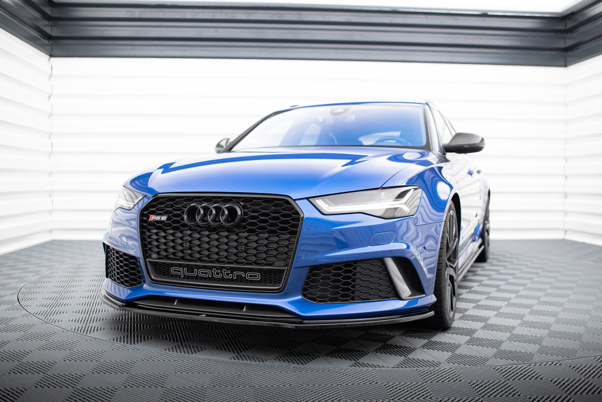Maxton Design Street+ Spoilerlippe Front Ansatz V.1 passend für Audi RS6 C7 / C7 Facelift schwarz Hochglanz