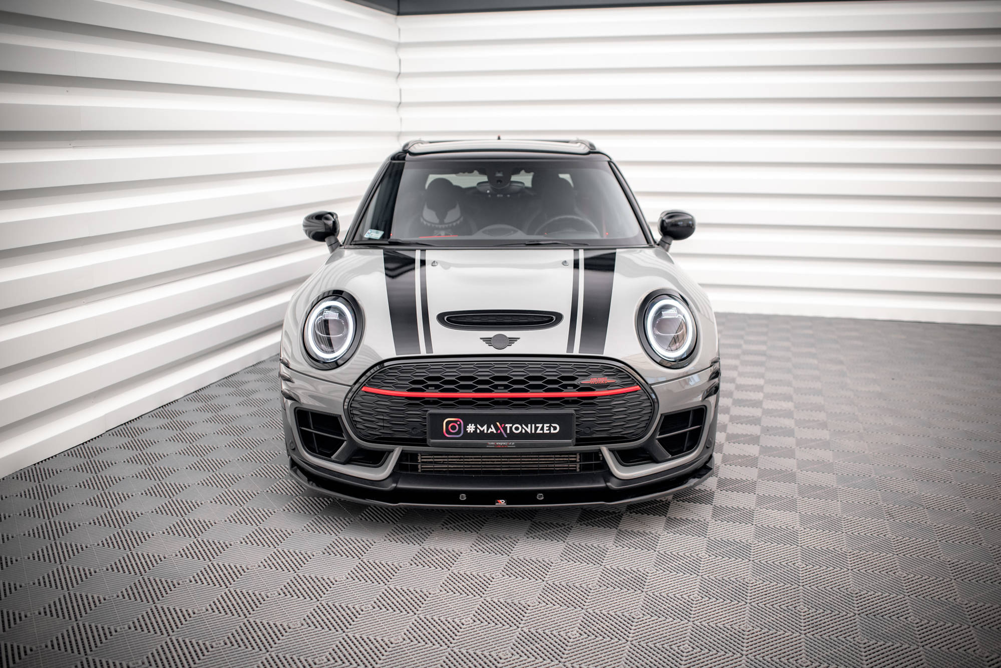 Maxton Design Street+ Spoilerlippe Front Ansatz V.3 passend für Mini Cooper Clubman John Cooper Works F54 Facelift schwarz Hochglanz
