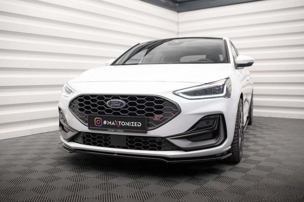 Maxton Design Street+ Spoilerlippe Front Ansatz V.1 passend für Ford Focus ST / ST-Line Mk4 Facelift schwarz Hochglanz