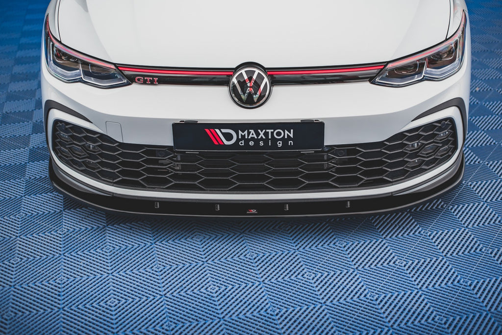 Maxton Design Street+ Spoilerlippe Front Ansatz passend für VW Golf GTI / GTE / GTD / R-Line Mk8 schwarz Hochglanz