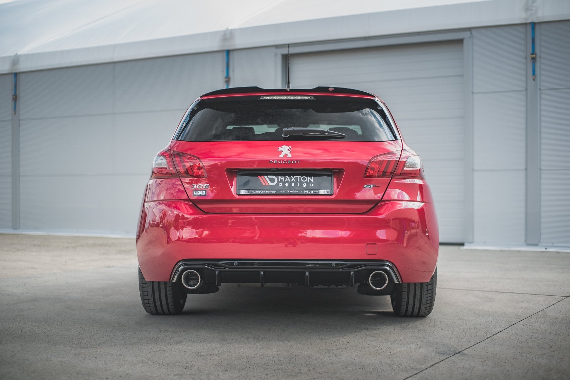 Maxton Design Diffusor Heck Ansatz + Endrohre passend für Peugeot 308 GT Mk2 Facelift