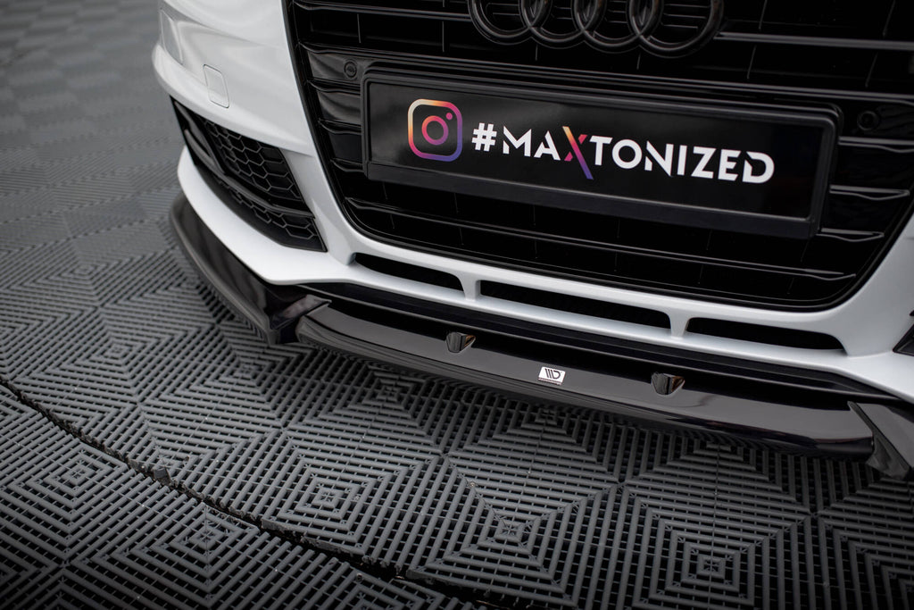 Maxton Design Street+ Spoilerlippe Front Ansatz V.1 passend für Audi A4 Competition B8 Facelift schwarz Hochglanz