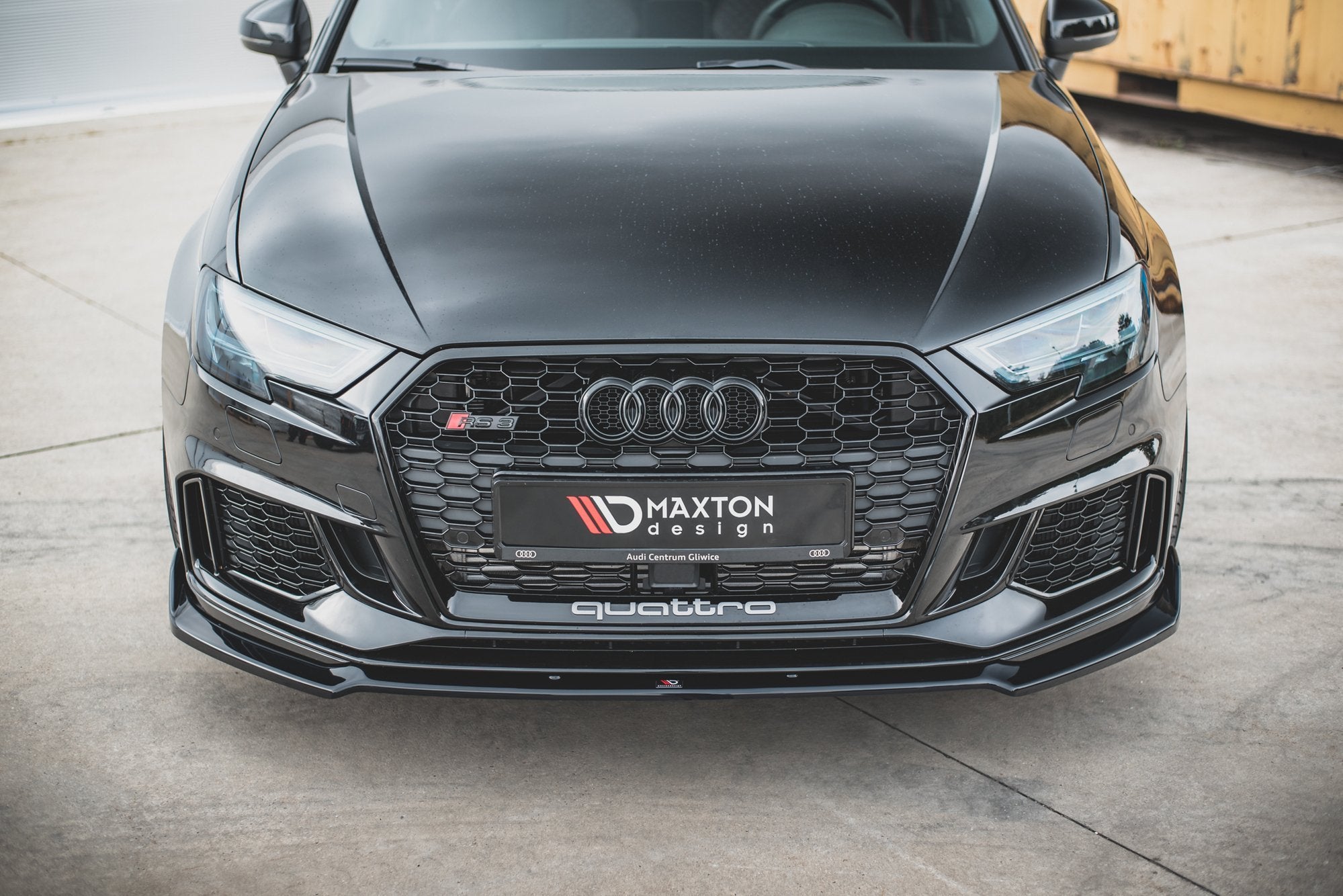 Maxton Design Street+ Spoilerlippe Front Ansatz V.3 passend für Audi RS3 8V FL Sportback schwarz Hochglanz