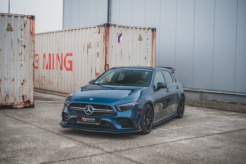 Maxton Design Street+ Seitenschweller Leisten passend für V.1 passend für Mercedes A35 AMG / AMG-Line W177 schwarz Hochglanz