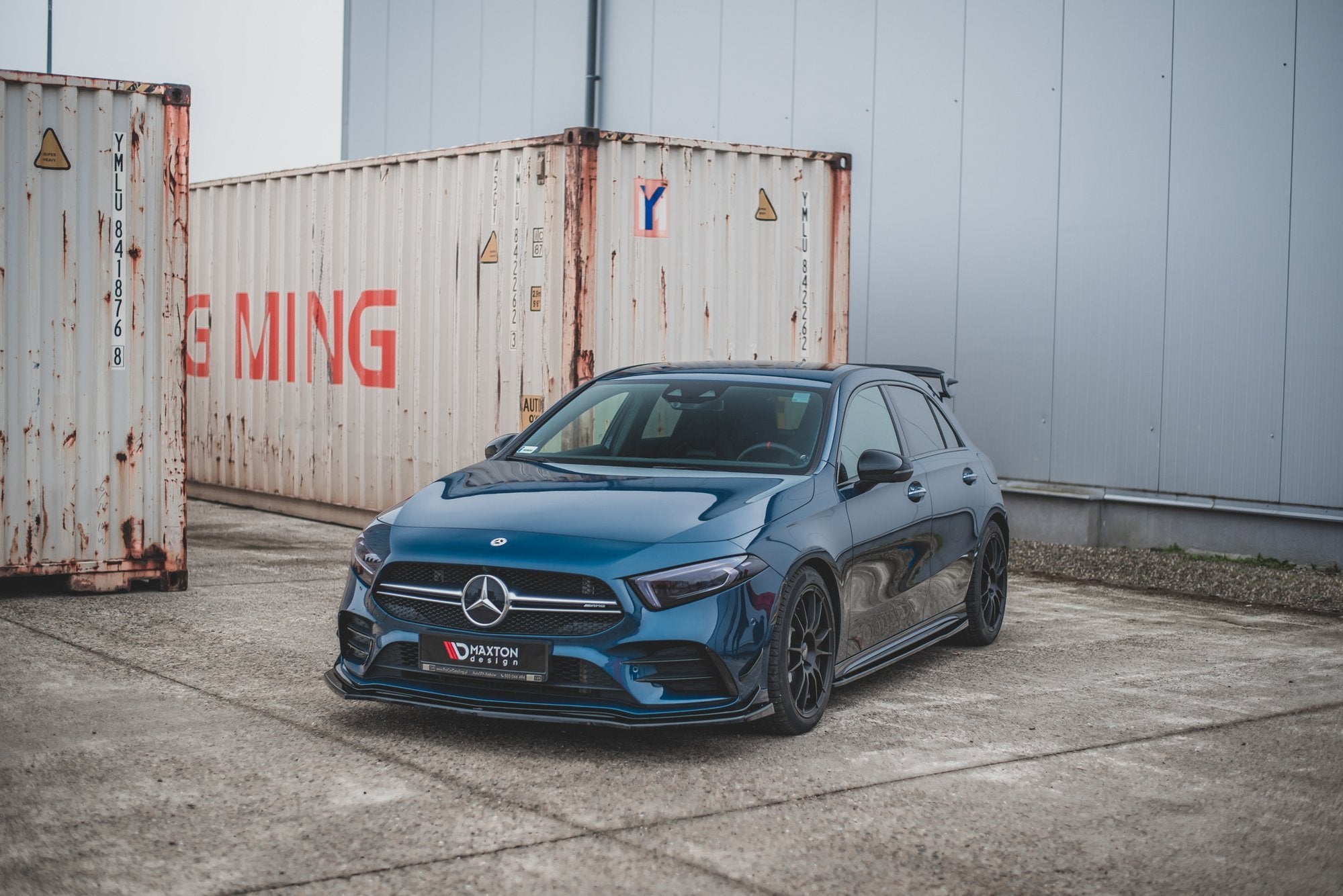 Maxton Design Street+ Seitenschweller Leisten passend für V.1 passend für Mercedes A35 AMG / AMG-Line W177 schwarz Hochglanz