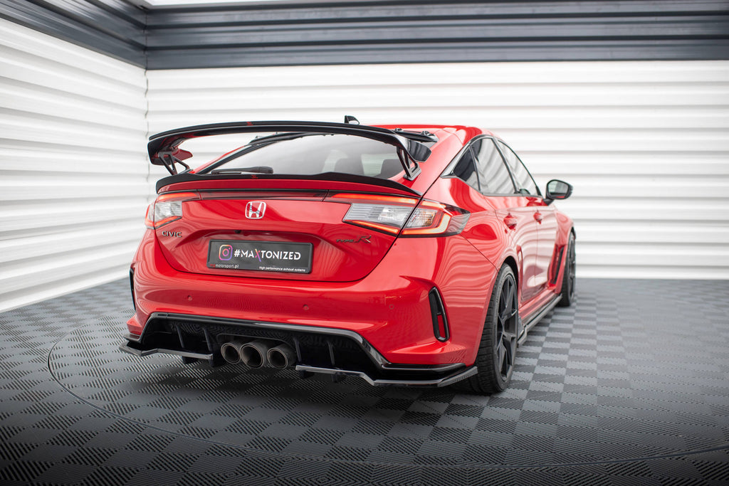 Maxton Design Street+ Mittlerer Diffusor RACE passend für V.1 Honda Civic Type-R Mk 11 schwarz Hochglanz