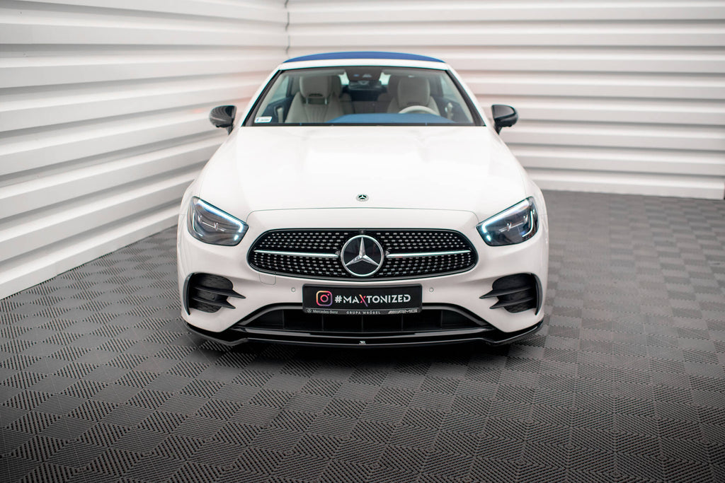 Maxton Design Street+ Spoilerlippe Front Ansatz V.1 passend für Mercedes-Benz E-Klasse W213 Coupe Facelift (C238 Facelift) / Cabriolet (A238 Facelift) AMG-Line / 53 AMG schwarz Hochglanz