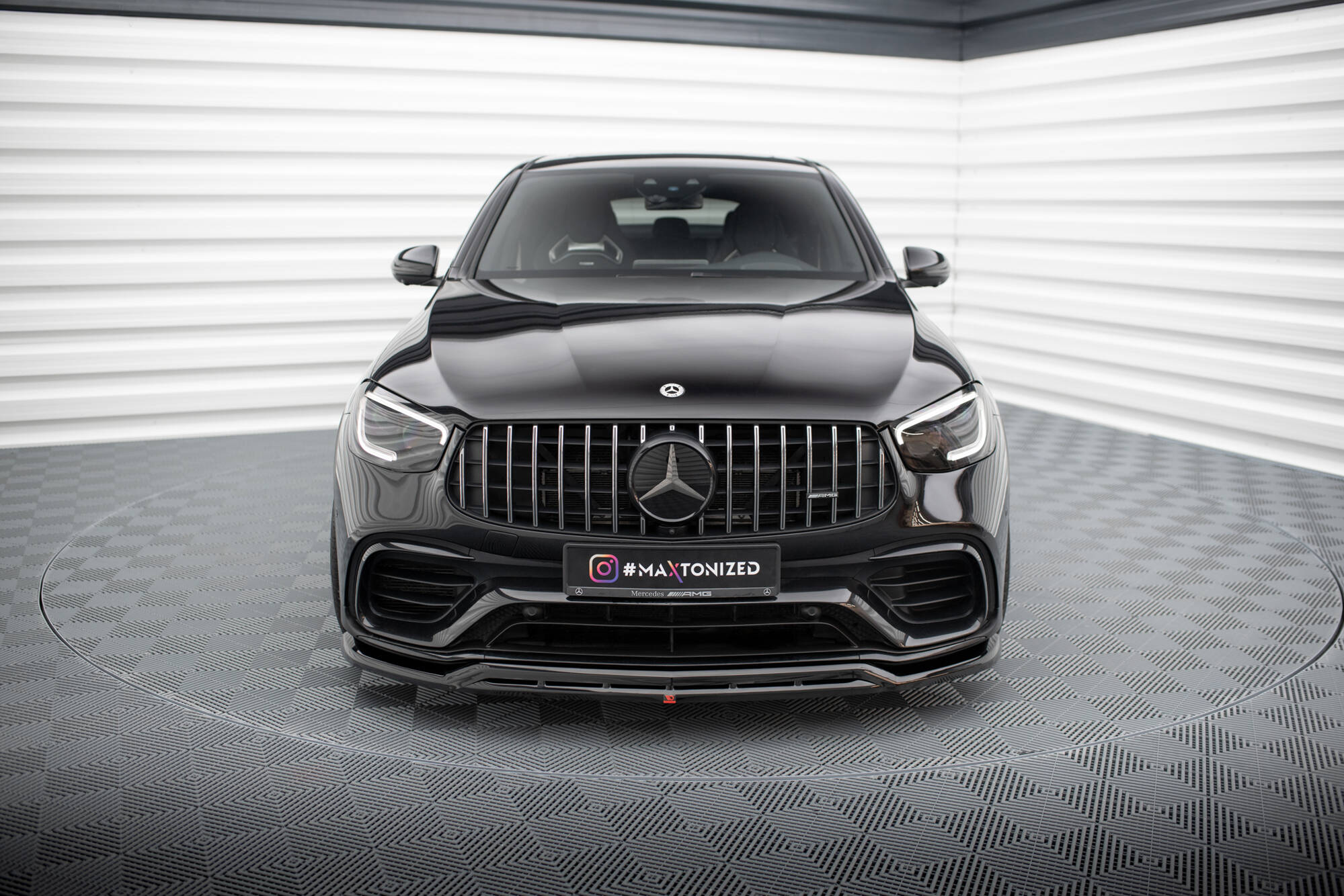 Maxton Design Street+ Spoilerlippe Front Ansatz passend für Mercedes-AMG GLC 63 SUV / Coupe X253 / C253 schwarz Hochglanz