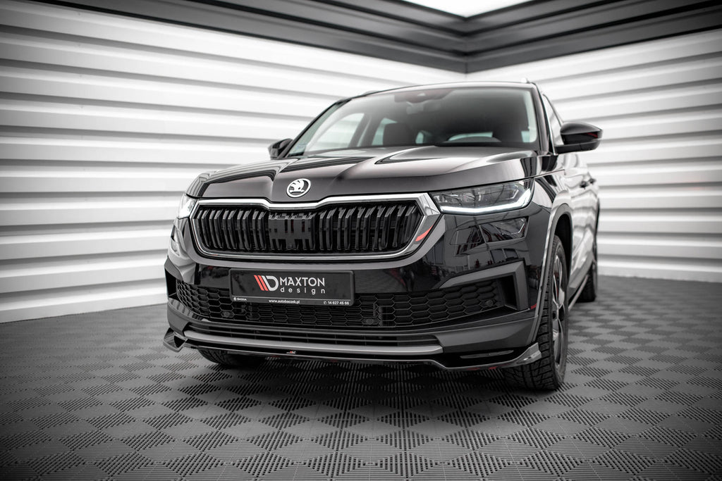 Maxton Design Street+ Spoilerlippe Front Ansatz V.2 passend für Skoda Kodiaq Mk1 Facelift schwarz Hochglanz