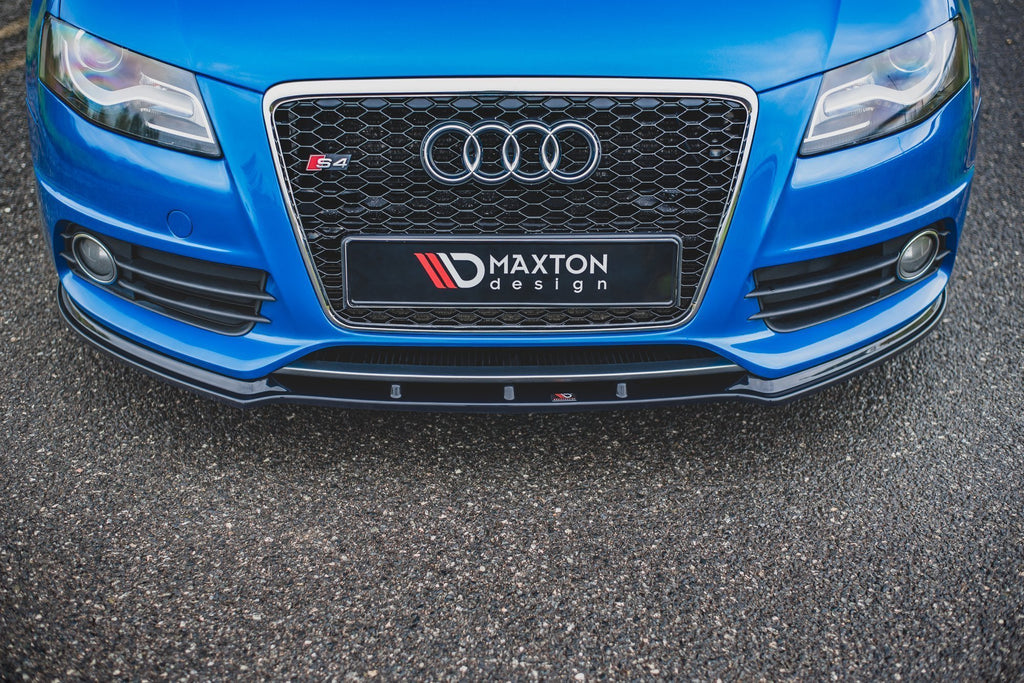 Maxton Design Street+ Spoilerlippe Front Ansatz V.1 passend für Audi S4 / A4 S-Line B8 schwarz Hochglanz