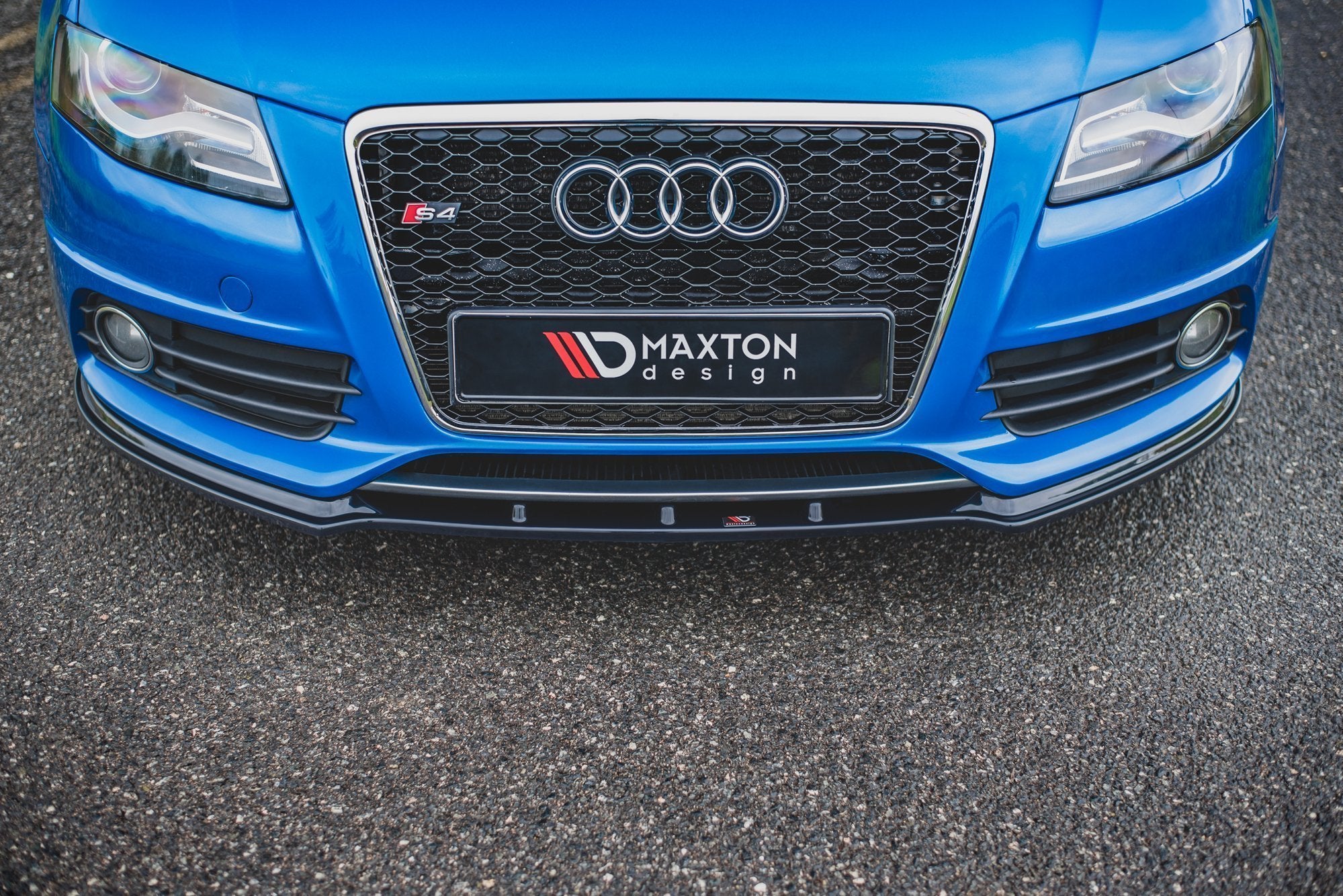Maxton Design Street+ Spoilerlippe Front Ansatz V.1 passend für Audi S4 / A4 S-Line B8 schwarz Hochglanz