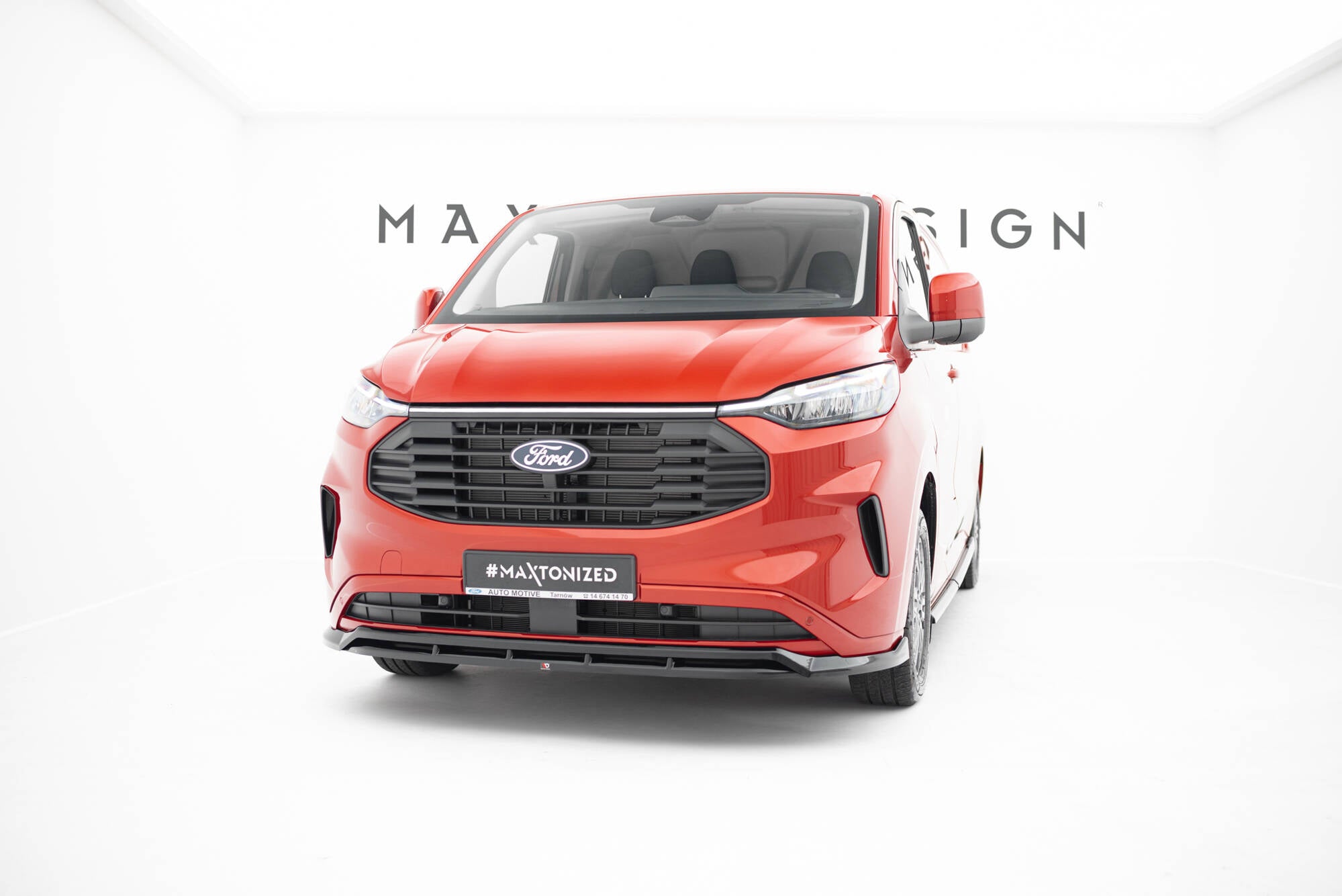 Maxton Design Street+ Spoilerlippe Front Ansatz V.2 passend für Ford Transit Custom / Tourneo Custom Mk2 schwarz Hochglanz