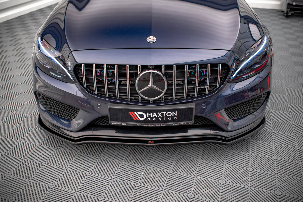 Maxton Design Street+ Spoilerlippe Front Ansatz V.1 passend für Mercedes-AMG C 43 / AMG-Line W205 schwarz Hochglanz