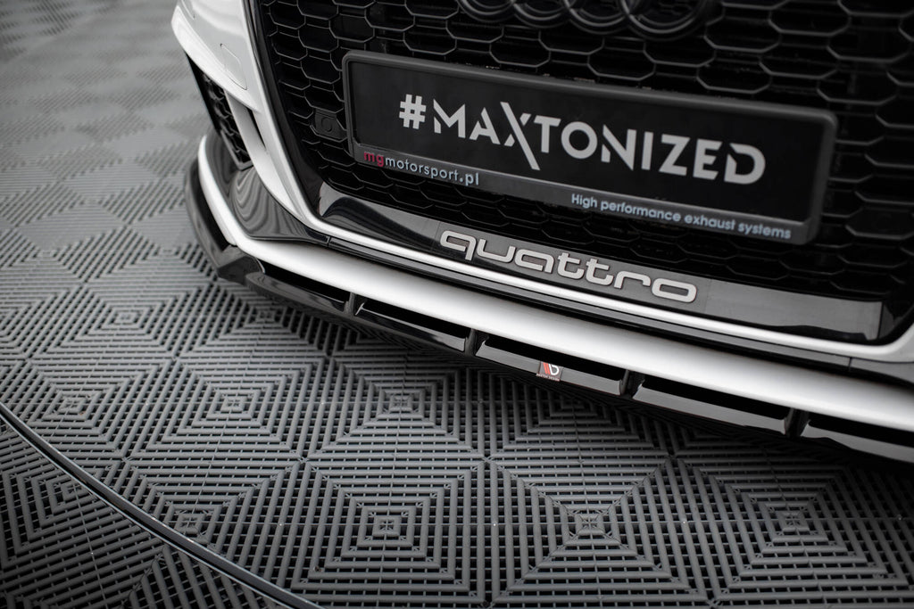 Maxton Design Street+ Spoilerlippe Front Ansatz V.3 passend für Audi RS3 Limousine 8V Facelift schwarz Hochglanz