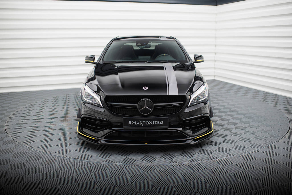 Maxton Design Street+ Spoilerlippe Front Ansatz V.4 passend für Mercedes-AMG CLA 45 Aero C117 Facelift schwarz Hochglanz
