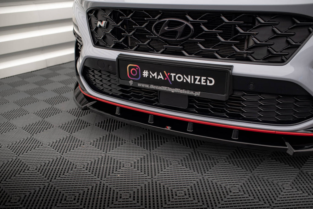 Maxton Design Street+ Spoilerlippe Front Ansatz V.2 passend für Hyundai Kona N Mk1 schwarz Hochglanz