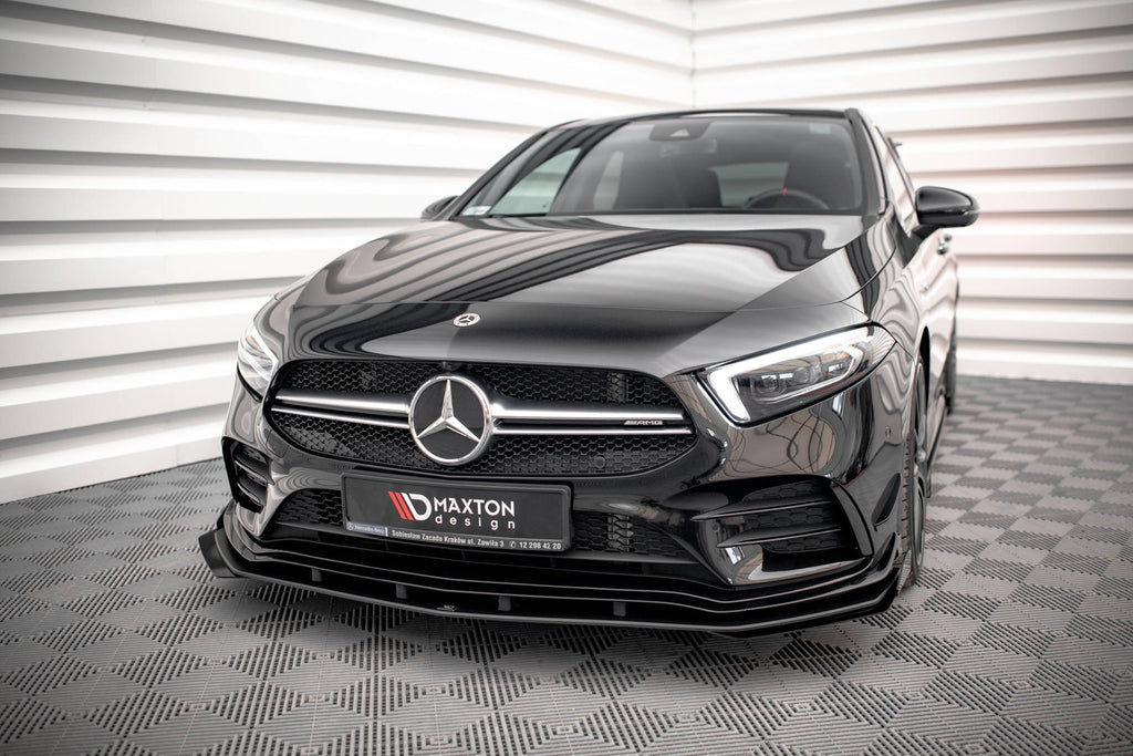Maxton Design Front Stoßstange Flaps passend für Mercedes A35 AMG / AMG-Line Aero Pack W177 schwarz Hochglanz