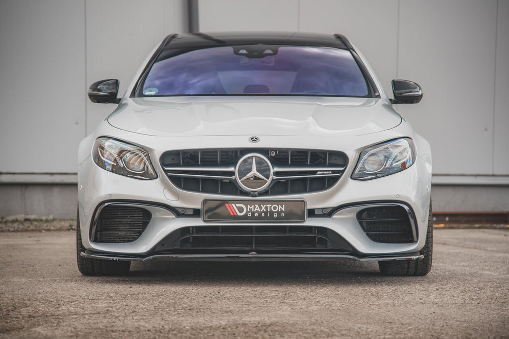 Maxton Design Street+ Spoilerlippe Front Ansatz V.1 passend für Mercedes-Benz E63 AMG Kombi/Limousine S213/W213 schwarz Hochglanz