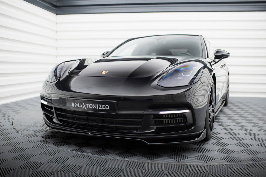 Maxton Design Street+ Spoilerlippe Front Ansatz V.2 passend für Porsche Panamera E-Hybrid / Panamera 4S 971 schwarz Hochglanz