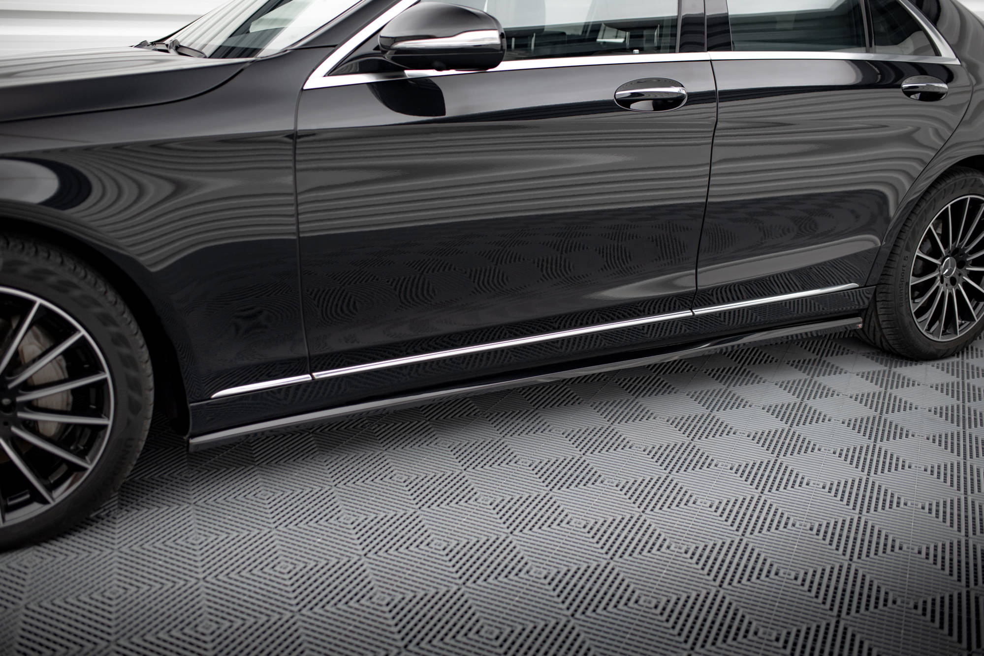 Maxton Design Street+ Seitenschweller Leisten passend für Mercedes-Benz S W222 schwarz Hochglanz