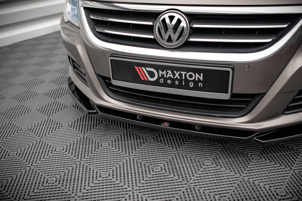 Maxton Design Street+ Spoilerlippe Front Ansatz V.4 passend für VW Passat CC schwarz Hochglanz