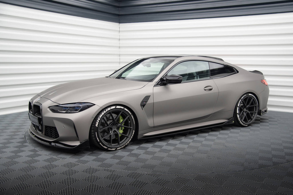 Maxton Design Street+ Seitenschweller Leisten passend für V.3 passend für CSL Look BMW M4 G82 / G82 Facelift schwarz Hochglanz