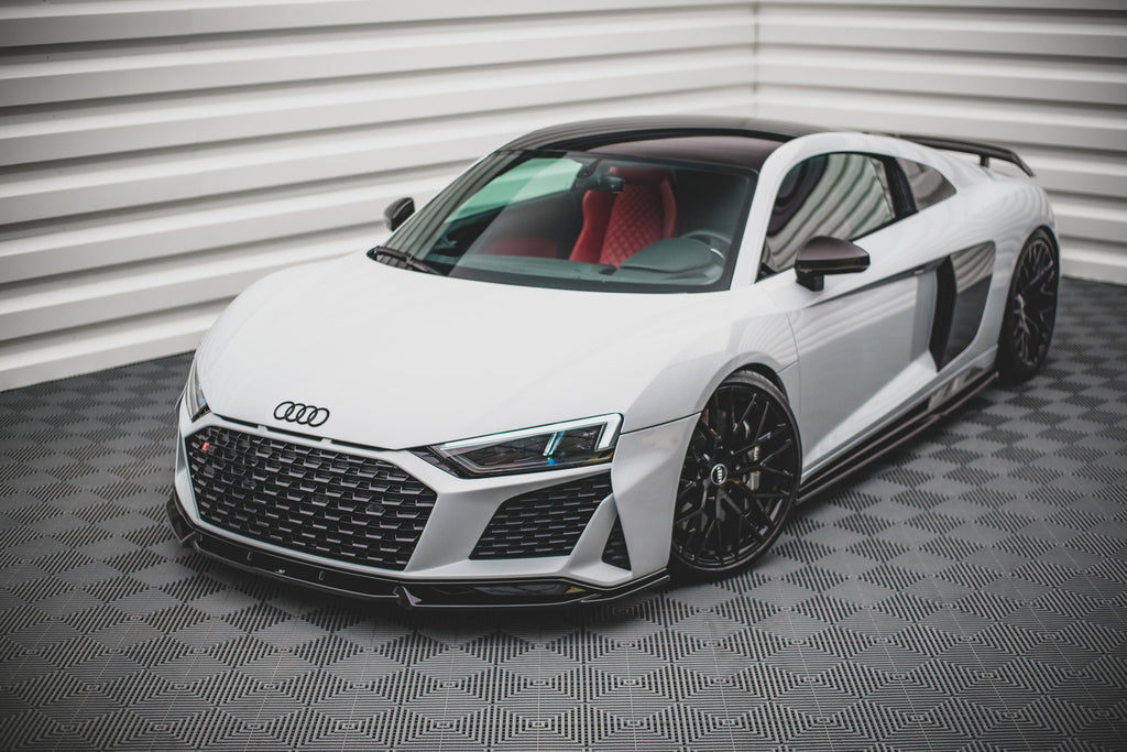 Maxton Design Street+ Spoilerlippe Front Ansatz V.1 passend für Audi R8 Mk2 Facelift schwarz Hochglanz