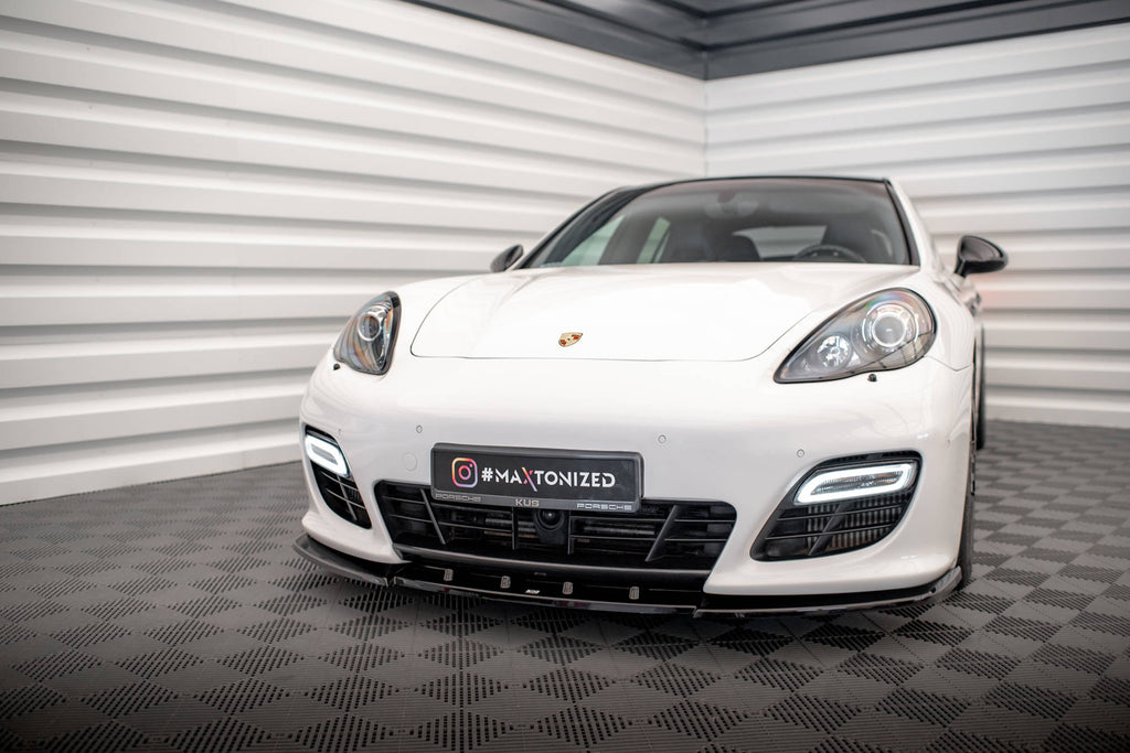 Maxton Design Street+ Spoilerlippe Front Ansatz V.1 passend für Porsche Panamera Turbo Sport Design Package 970 schwarz Hochglanz