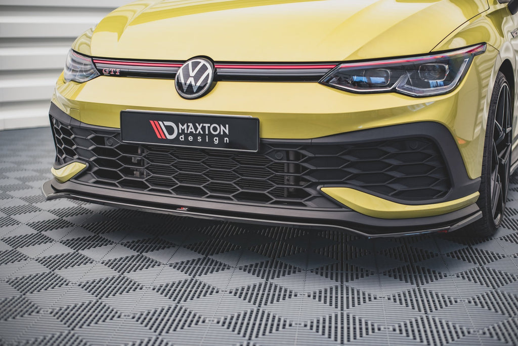Maxton Design Street+ Spoilerlippe Front Ansatz V.3 passend für VW Golf GTI Clubsport Mk8 schwarz Hochglanz