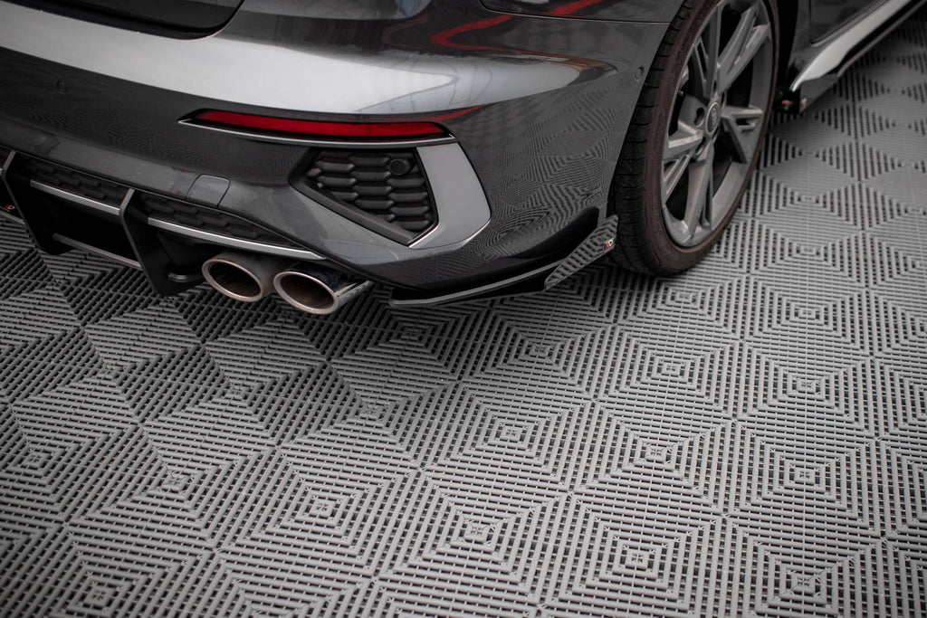 Maxton Design Street Pro Heck Ansatz Flaps Diffusor + Flaps passend für Audi S3 Limousine 8Y schwarz Hochglanz