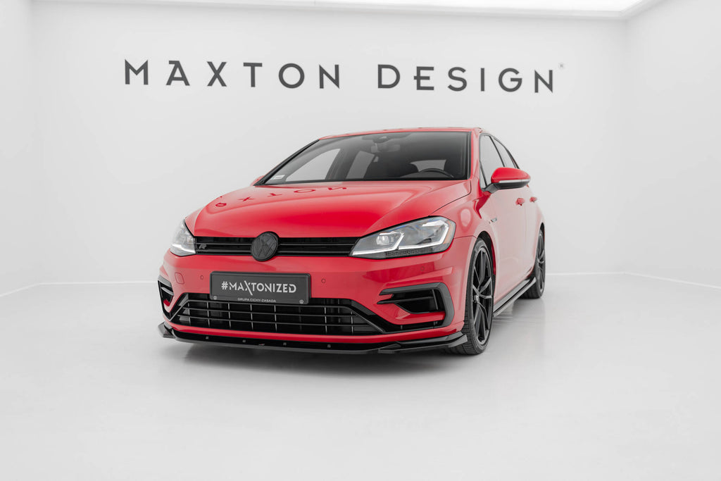 Maxton Design Street+ Spoilerlippe Front Ansatz passend für V.9 VW Golf R / R-Line Mk7 Facelift schwarz Hochglanz
