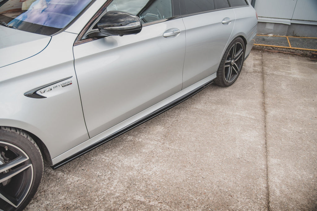 Maxton Design Street+ Seitenschweller Leisten passend für Mercedes-Benz E63 AMG Kombi/Limousine S213/W213 schwarz Hochglanz
