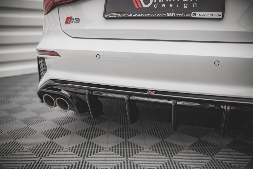 Maxton Design Diffusor Heck Ansatz passend für Audi S3 Sportback 8Y schwarz Hochglanz