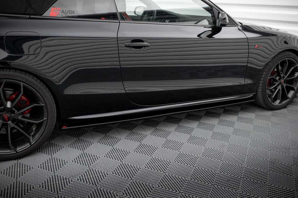 Maxton Design Street+ Seitenschweller Leisten passend für Audi S5 / A5 / A5 S-Line 8T / 8T FL schwarz Hochglanz