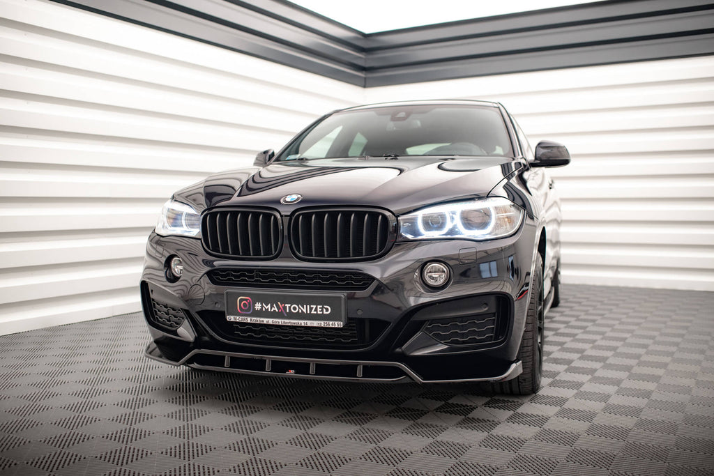 Maxton Design Street+ Spoilerlippe Front Ansatz V.2 passend für BMW X6 M-Paket F16 schwarz Hochglanz