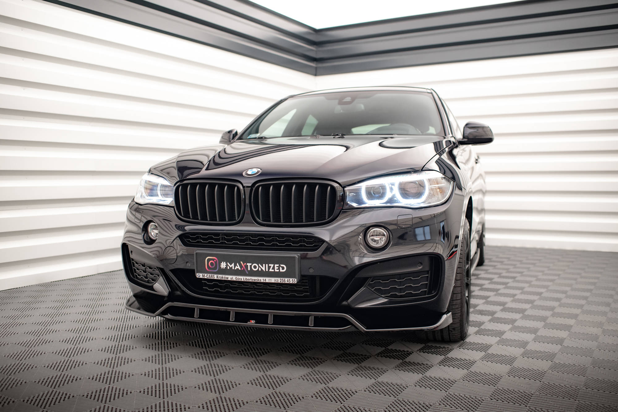Maxton Design Street+ Spoilerlippe Front Ansatz V.2 passend für BMW X6 M-Paket F16 schwarz Hochglanz