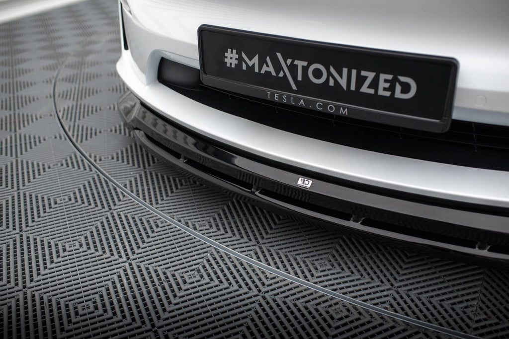 Maxton Design Street+ Spoilerlippe Front Ansatz V.1 passend für Tesla Model X Mk1 Facelift schwarz Hochglanz