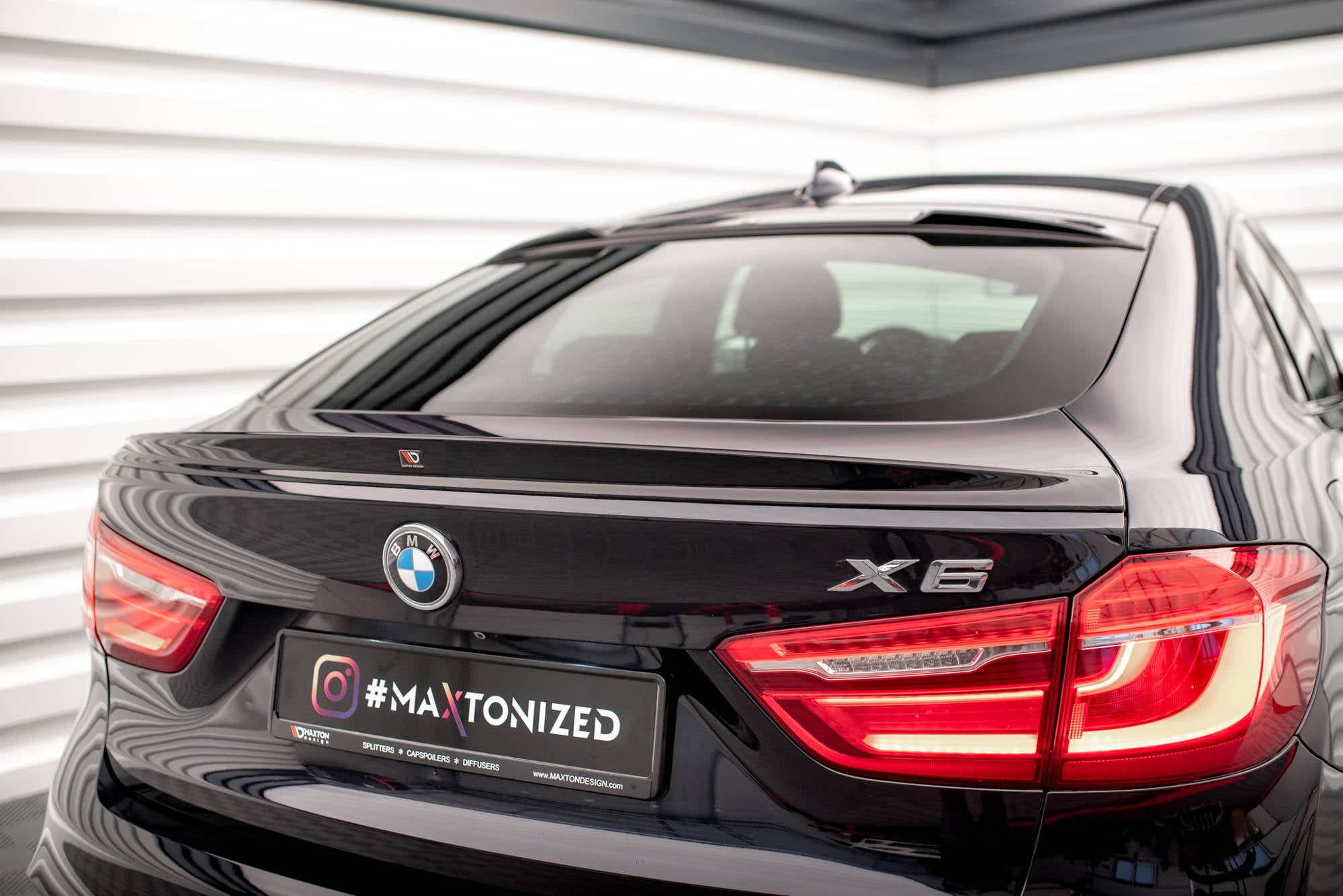Maxton Design 3D Spoiler CAP V.2 passend für BMW X6 F16 M-Paket / X6 M F86 schwarz Hochglanz