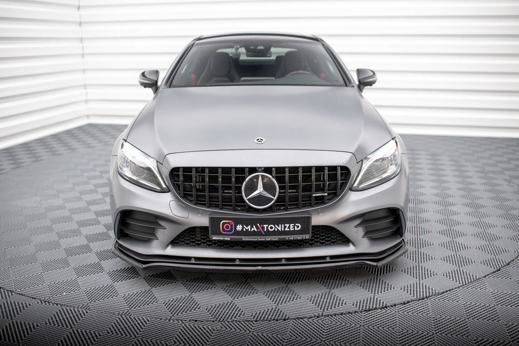 Maxton Design Street+ Spoilerlippe Front Ansatz V.1 passend für Mercedes-AMG C43 Coupe / Cabrio / Limousine / Kombi C205 / A205 / W205 / S205 Facelift schwarz Hochglanz