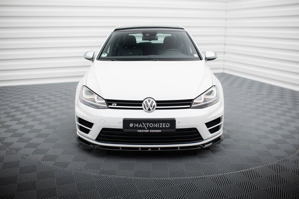 Maxton Design Street+ Spoilerlippe Front Ansatz V.5 passend für VW Golf R / R-Line Mk7 schwarz Hochglanz