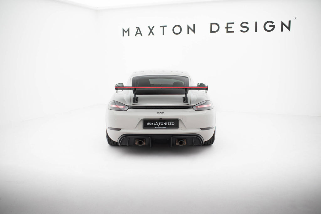 Maxton Design Carbon Spoiler With Internal Brackets Uprights V.2 + LED Porsche 718 Cayman 982c für Porsche Cayman 982c