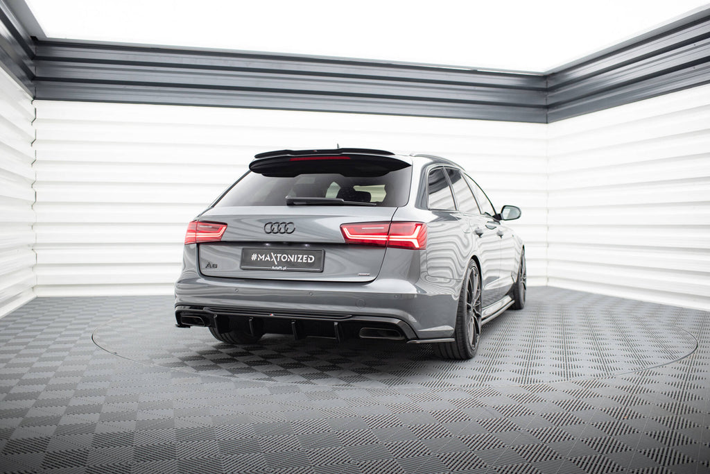 Maxton Design Heck Ansatz Flaps Diffusor V.2 passend für Audi S6 / A6 S-Line / A6 C7 FL schwarz Hochglanz