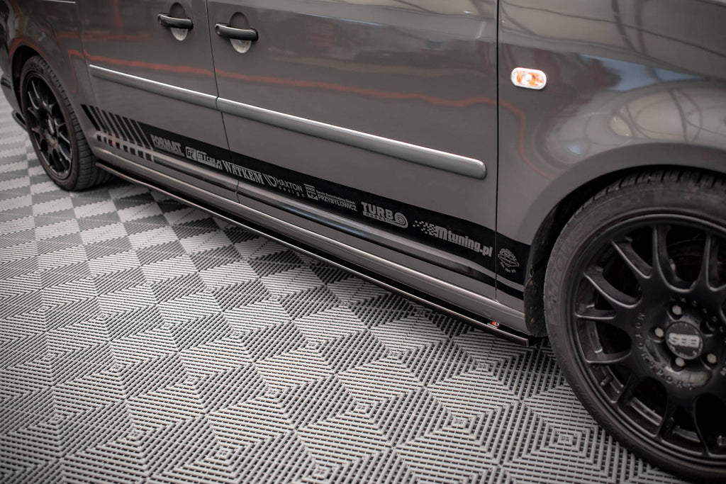Maxton Design Street+ Seitenschweller Leisten passend für VW Caddy Long Mk3 Facelift schwarz Hochglanz