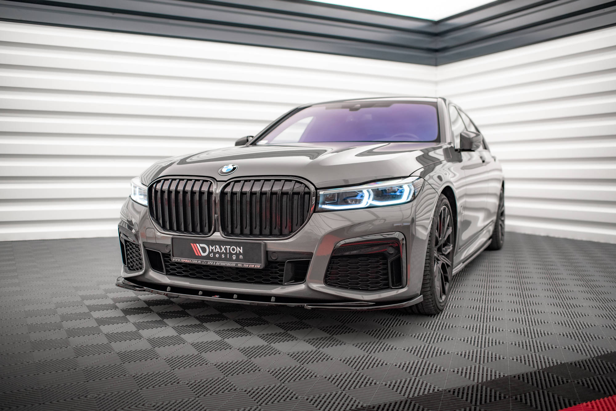 Maxton Design Street+ Spoilerlippe Front Ansatz V.1 passend für BMW 7 M-Paket G11 / G12 Facelift schwarz Hochglanz