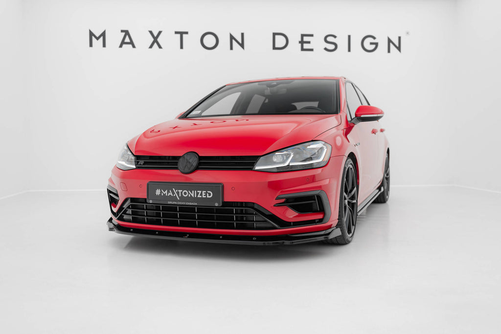 Maxton Design Street+ Spoilerlippe Front Ansatz V.1 passend für VW Golf R / R-Line Mk7 Facelift schwarz Hochglanz